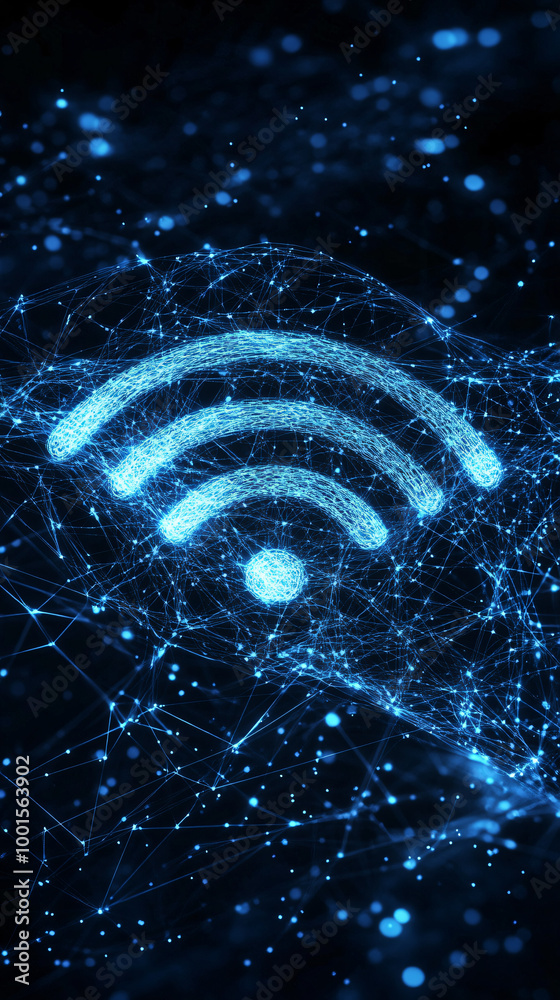 Aufkleber wifi symbol is forming from network connections, symbolizing the concept of wireless internet