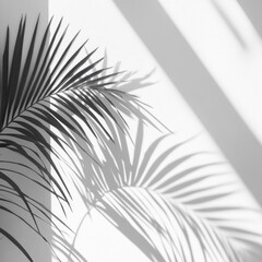 Fototapeta premium Palm Leaf Shadow on White Wall