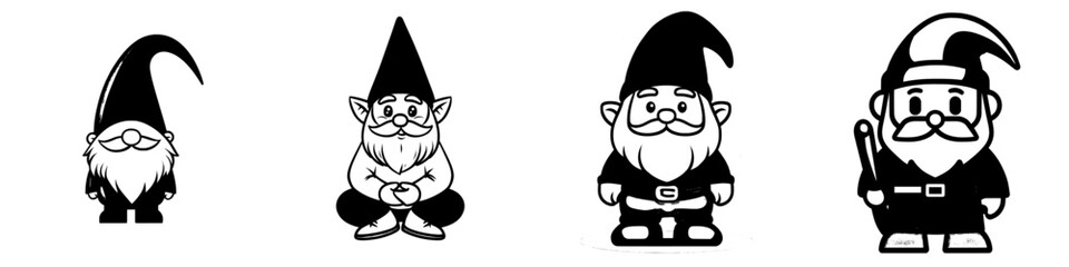 Icon of a cute garden gnome standing among flower pots. High-quality contemporary illustration.