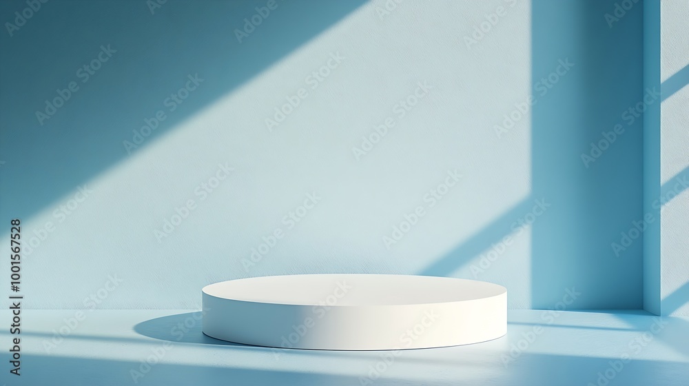 Leinwandbilder abstract empty white podium on blue background mock up stand for product presentation 3d render mini