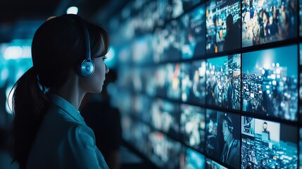 Security information and incident management concepts Officials are managing events and safety on virtual screens : Generative AI