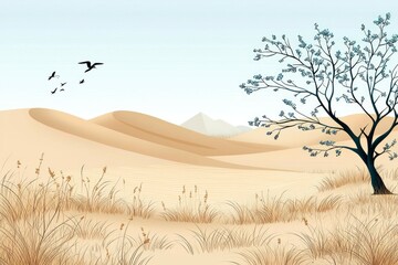 Serene Mountain Landscape with Cotton Candy Clouds