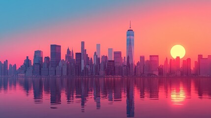 urban skyline of a financial center with business buildings and banking institutions, highlighting the corporate towers and investment capital in the city