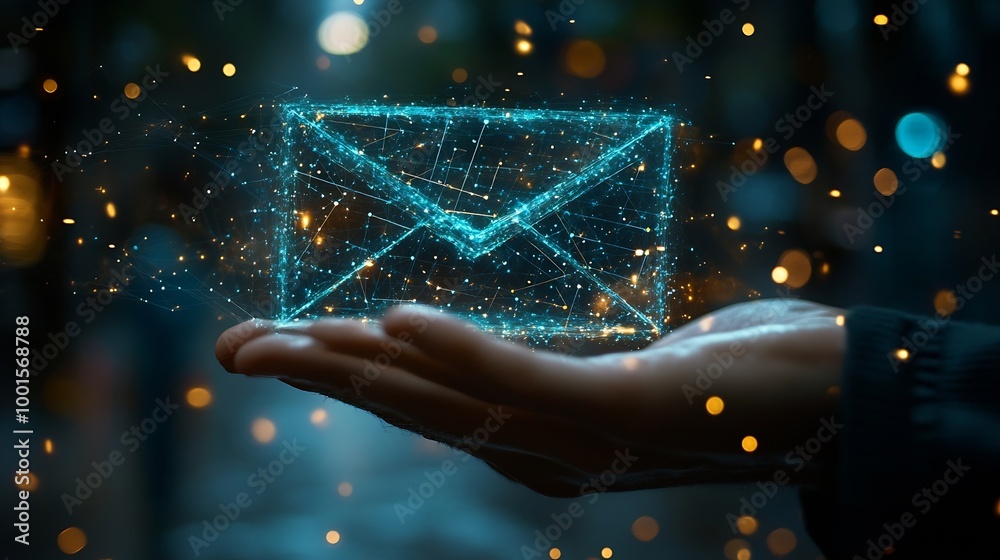 Aufkleber Businessman use email to receive and send business information storage systems and use of communication technology : Generative AI