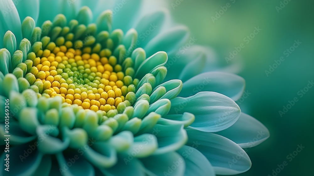 Poster bluegreen chrysanthemum flower closeup macro shot summer and spring multicolor floral background : g