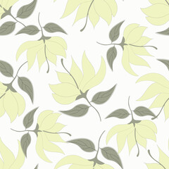 White background vector seamless pattern with delicate flowers for textile and fabric print and other uses.