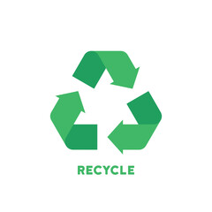 Green recycle sign icon. Vector illustration