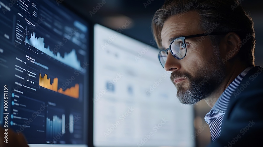Poster Interactive KYC compliance interface with the user Business professional interacting with a Know Your Customer KYC compliance and security interface on digital screen Identity verifica : Generative AI