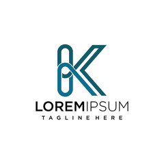 letter at monogram K line art abstract modern logo