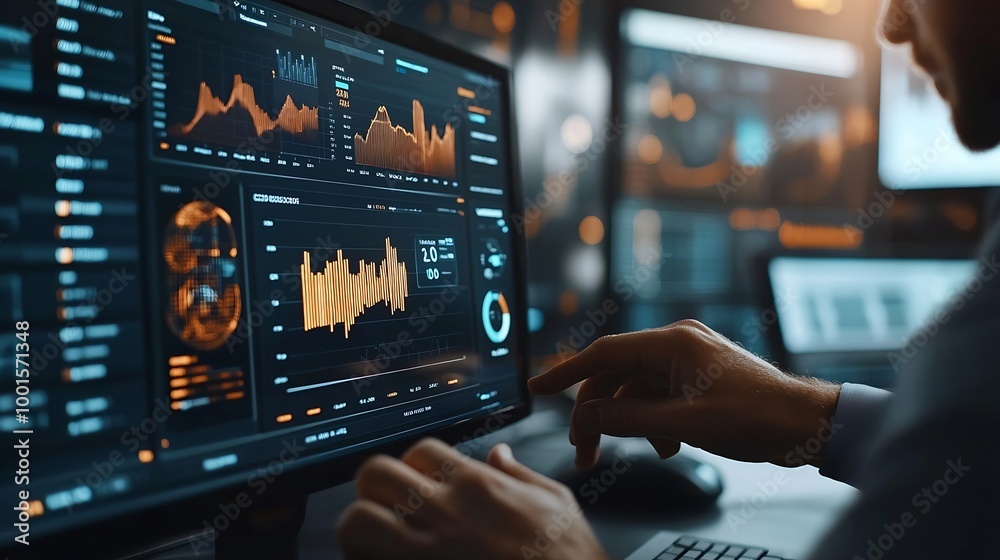 Fototapete Businessmen use technology to manage data analysis dashboard report accounting financial and system information strategy growth platform business concept : Generative AI