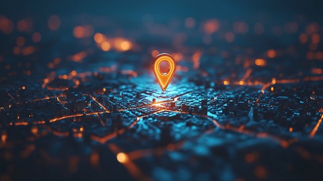 Modern city and location information network concept GPS Navigation map Social networking service Visual with copy space for advertisements and banners : Generative AI