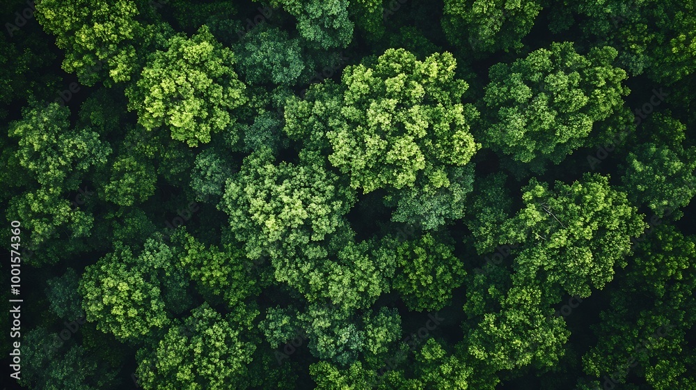 Aufkleber Aerial top view forest tree Rainforest ecosystem and healthy environment concept and background Texture of green tree forest view from above : Generative AI