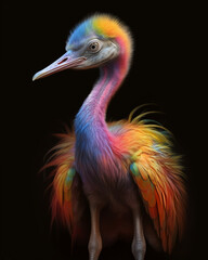 Fototapeta premium A multicolor baby crane spectral that creates a stunning Colorful Watercolor as a gift