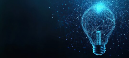 AI-Generated Light Bulb with Blue Background