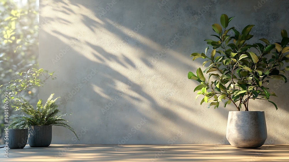 Poster interior scene with wall mock up and copy space : generative ai