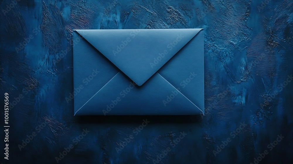 Poster Envelope and email symbol on a blue background Concept email address Internet technologies and contacts for communication Communication over the network business and correspondence : Generative AI