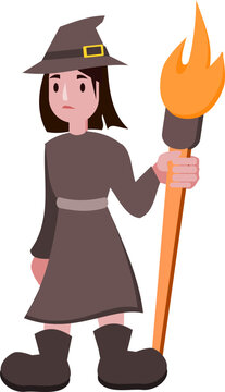 recommend clip art: vector illustration. witch with broom