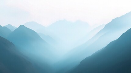 Serene Misty Mountain Landscape in Soft Colors