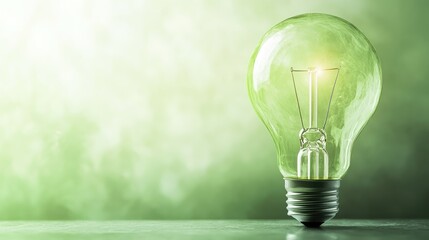 Abstract lightbulb with a fresh green gradient, ample copy space for adding text