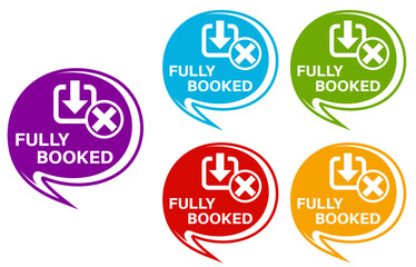 set collections colourful trendy fully booked icon Sign label sticker design template vector illustration