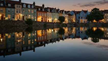 Evening reflections in a tranquil town.
