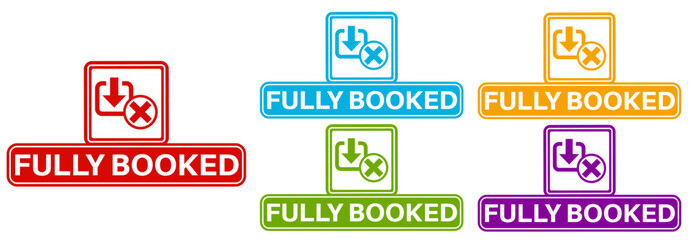 set collections colourful trendy fully booked icon Sign label sticker design template vector illustration