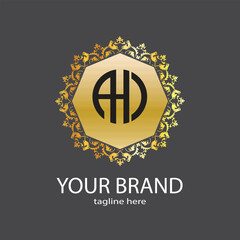 AHD Alphabetic logo design with elegent design and typography vector