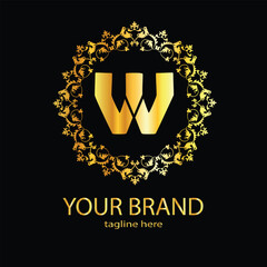 WV Alphabetic logo design with elegent design and typography vector