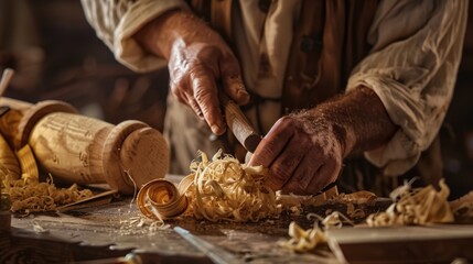 A person manually shapes and refines a wooden piece using a knife, perfect for outdoors or DIY enthusiasts