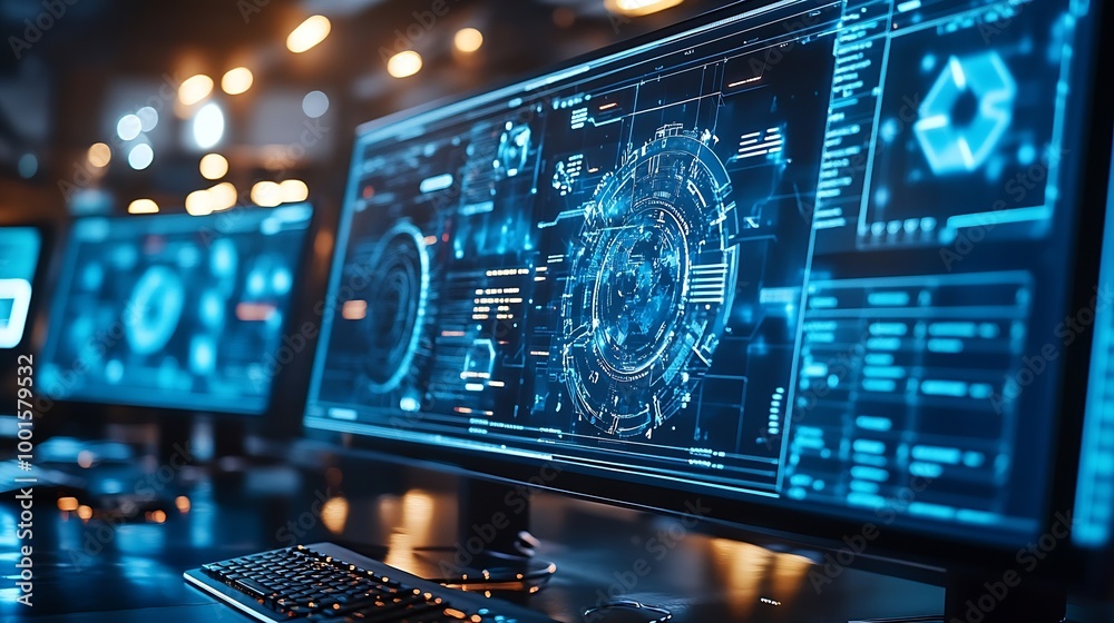 Aufkleber Cyber security and data protection Business using computer and  tablet protecting business and financial data with virtual from cyber attack cybersecurity technology in  office : Generative AI