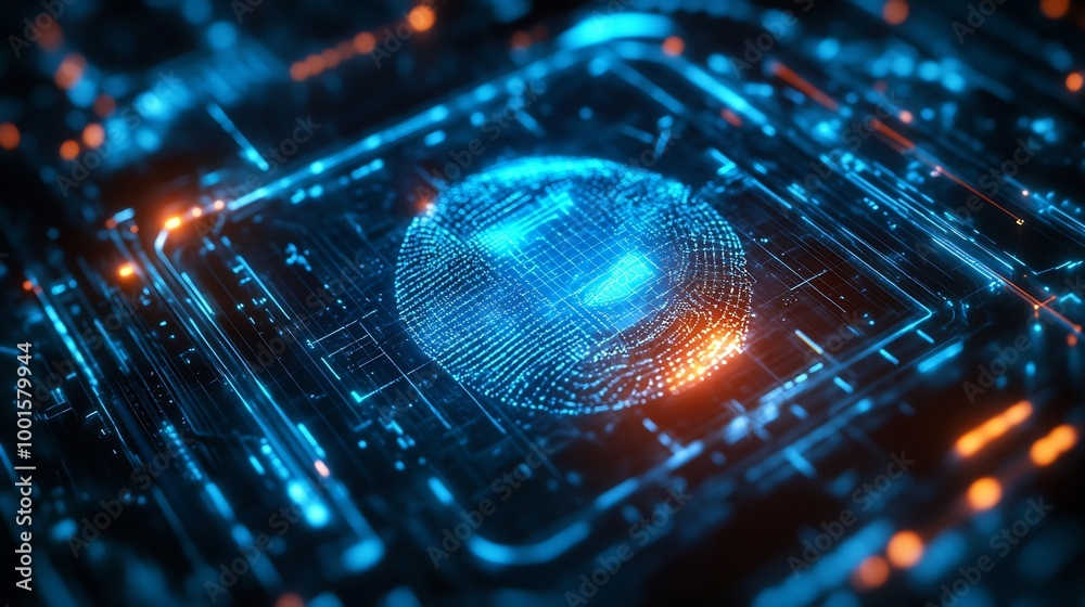 Fototapete Business and Data ProtectionBiometric security identifyai artificial intelligenceLog4j6gbig dataCyber security technology prevent unauthorized access protect business significant data : Generative AI