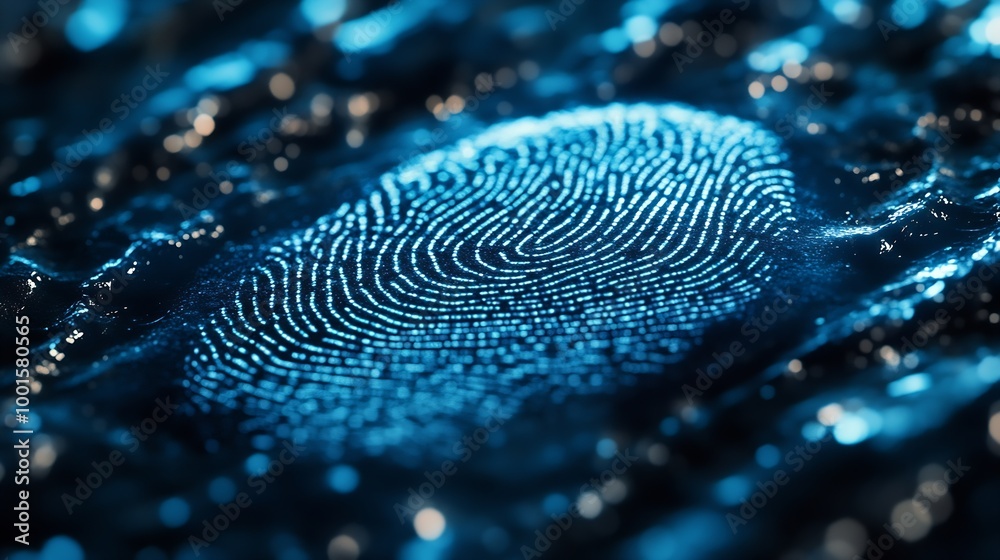Leinwandbilder Fingerprint scan provides security access with biometrics identification Business Technology Safety Internet Concept : Generative AI