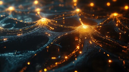 Obraz premium Abstract technology network with intricate glowing nodes and luminous pathways