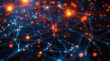 Fototapeta premium Abstract technology network with vibrant, glowing connections in a dark digital space