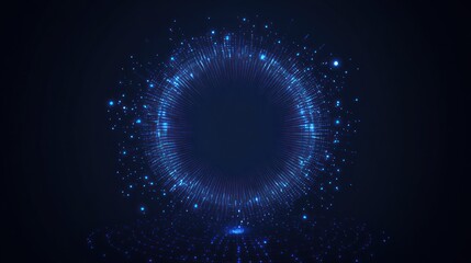 Fototapeta premium Abstract Blue Ring with Glowing Particles