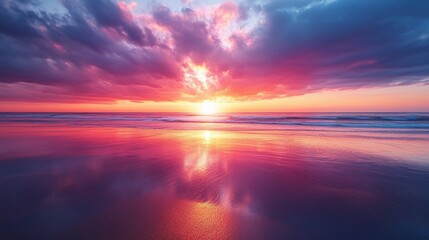 Fototapeta premium a breathtaking landscape of moving clouds during sunrise or sunset, with nature's light show creating stunning colors in the sky and enhancing the beauty of dawn or dusk