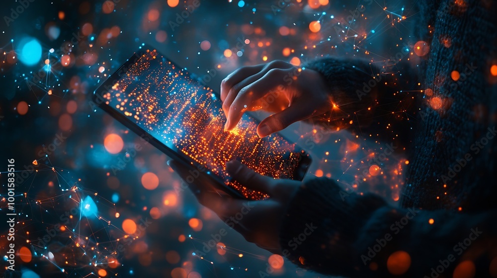 Aufkleber Cyber security network Data protection Businessman using mobile phone and laptop with network security on internet technology networking with cloud computing privacy data management cy : Generative AI