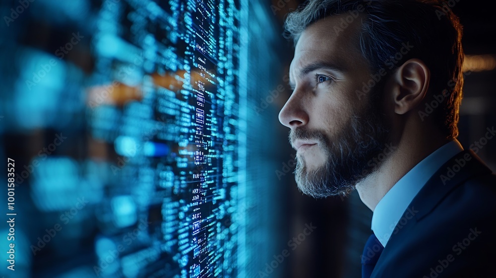 Aufkleber Businessman secures data with encryption and network security protecting transactions Cybersecurity for online business data privacy and defense against cyber attacks : Generative AI