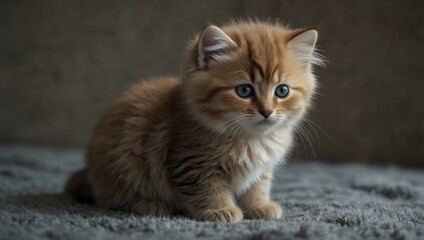 Fluffy Scottish straight kitten.