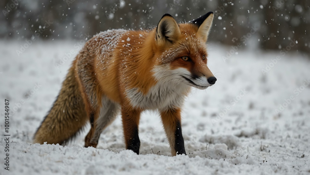 Canvas Prints fox sniffing the snow for prey.
