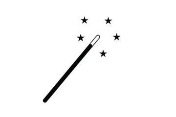 Magic wand icon, vector with stars. Magic wand silhouette, symbol. Vector illustration.