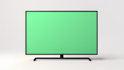 LCD TV on a white background. Plasma green screen. Mockup