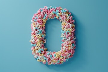 A single cereal letter O on a bright blue background