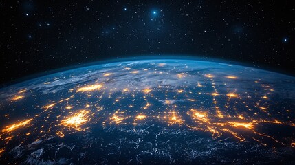 Obraz premium earth globe surrounded by a digital network of global connections, metaverse technology, and digital communication, set against the backdrop of space in a futuristic 3D world