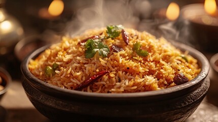 authentic Indian biryani, a delicious meal prepared with aromatic rice and traditional spices, delivering a rich and flavorful taste of Indian cuisine