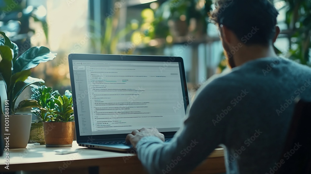 Poster Email inbox message list on a computer laptop screen man working on an office desk business background Email correspondence mail concept : Generative AI