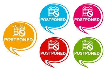 set postponed icon sign. reminder label event delay symbol design template vector illustration