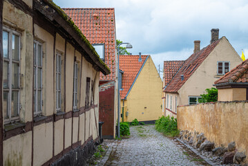 buildings near the street in town of Stege in denmark