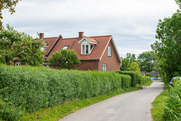 Buildings on island of Nyord in Denmark