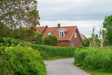 Buildings on island of Nyord in Denmark